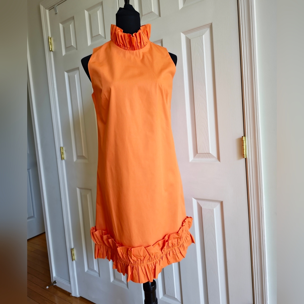 Orange Ruffle Hem Dress